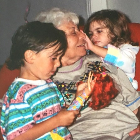 Heide Perlman's mother Adele playing with Ruby Martin.